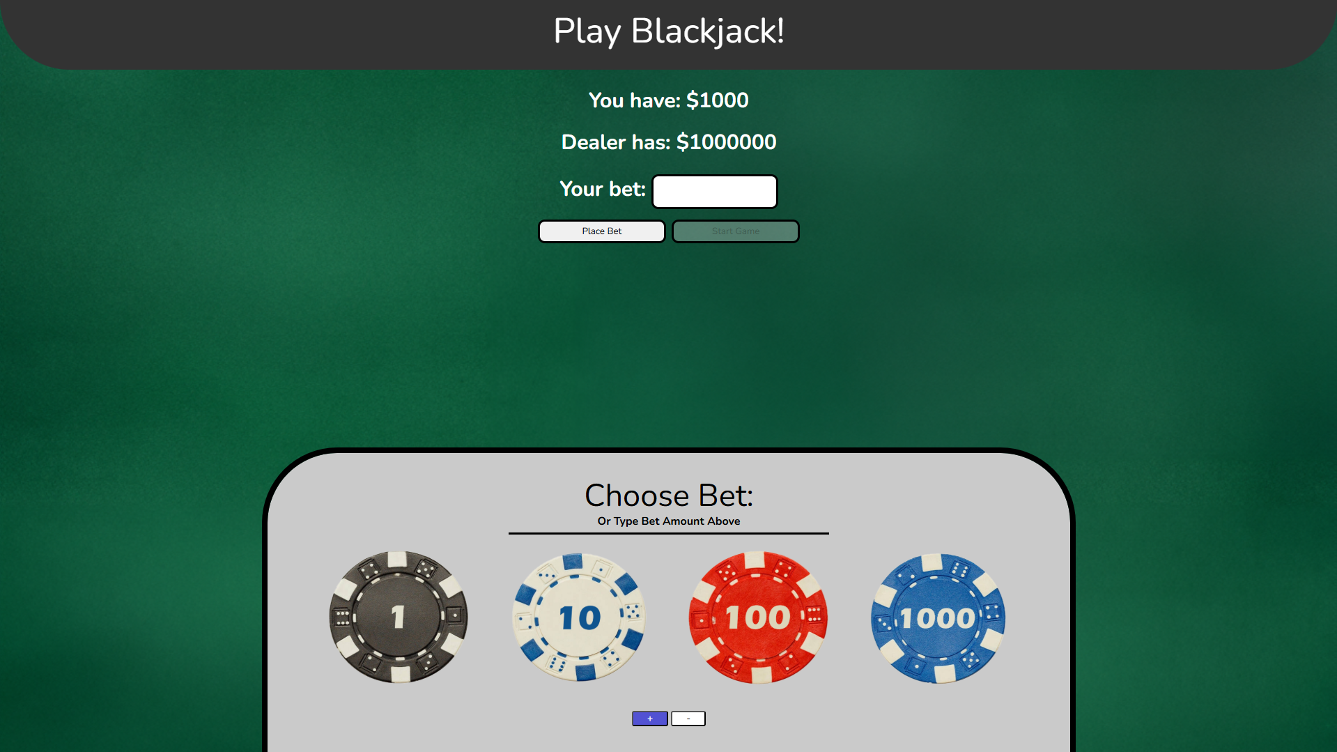 BlackJack Website Preview