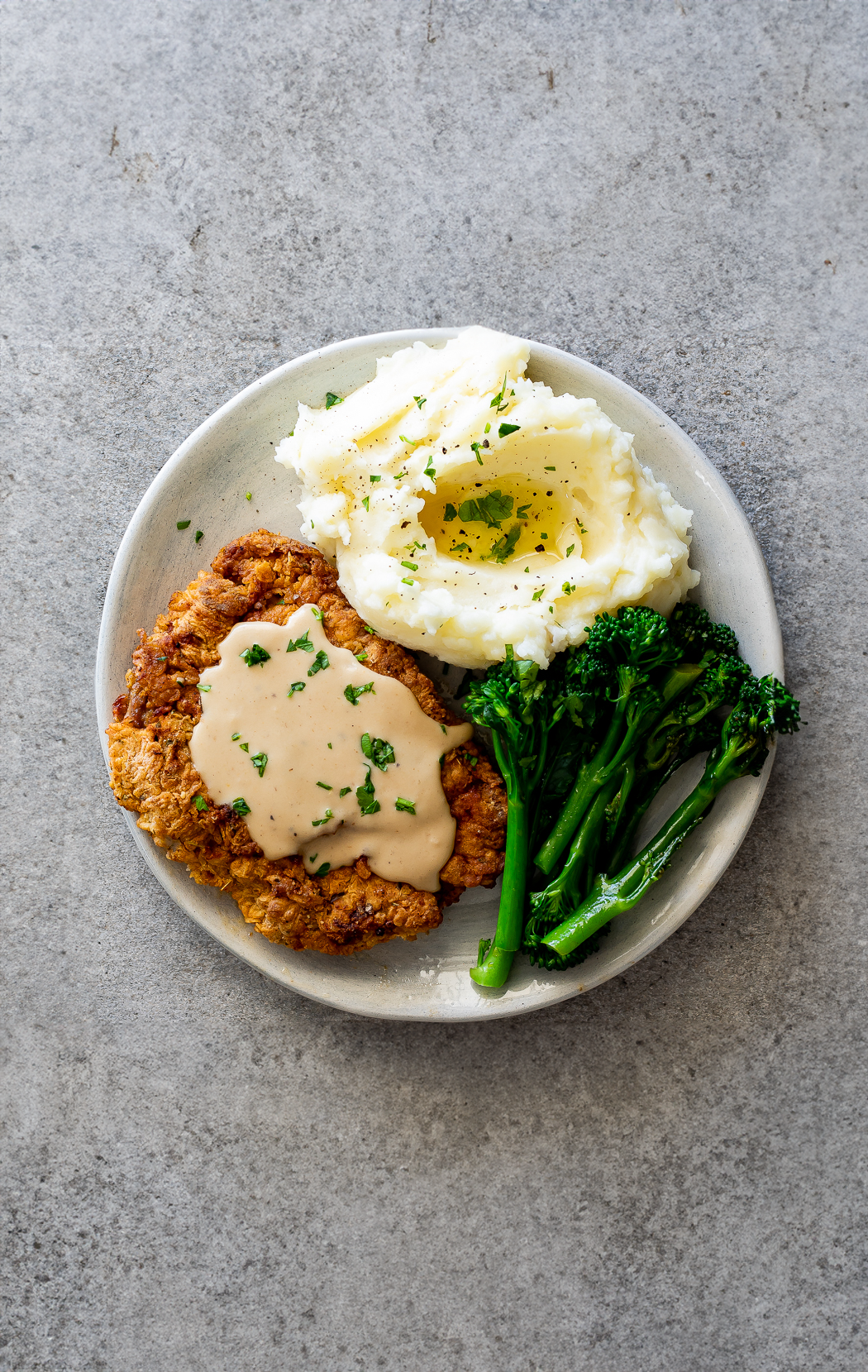 Chicken fried steak on plate